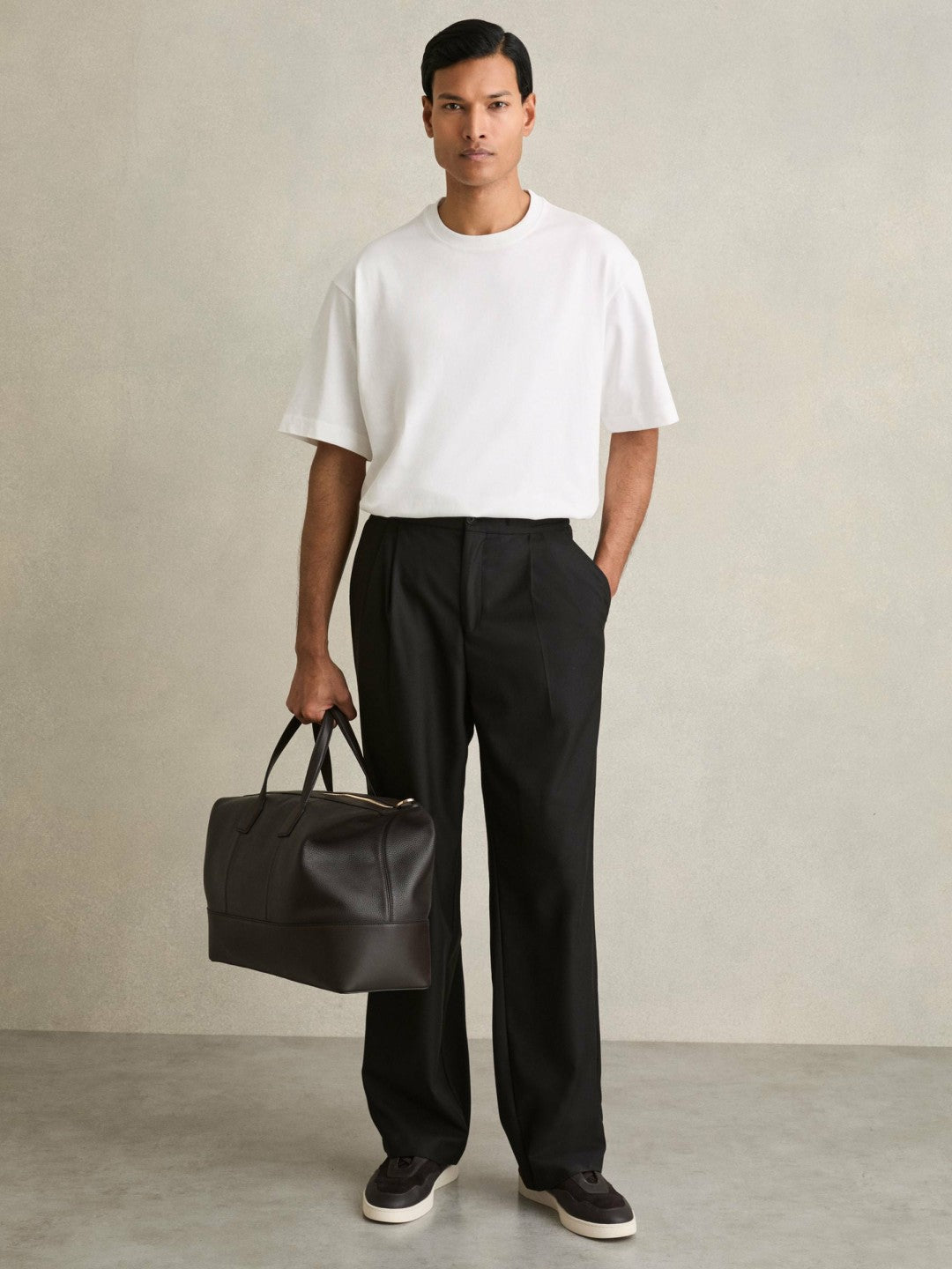 Cotton Garment-Dyed Oversized T-Shirt in White