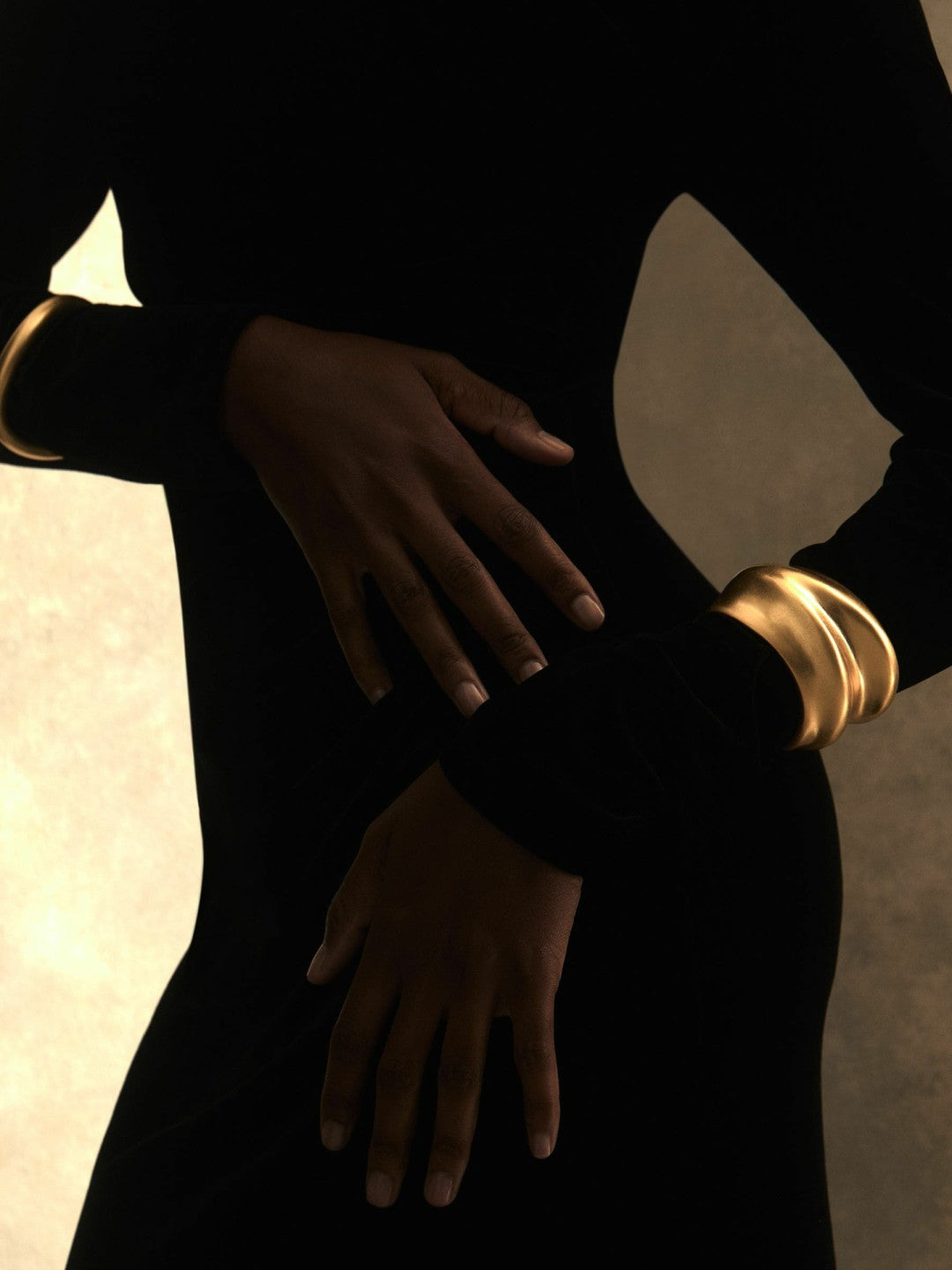 Sculptural Cuff in Gold Tone