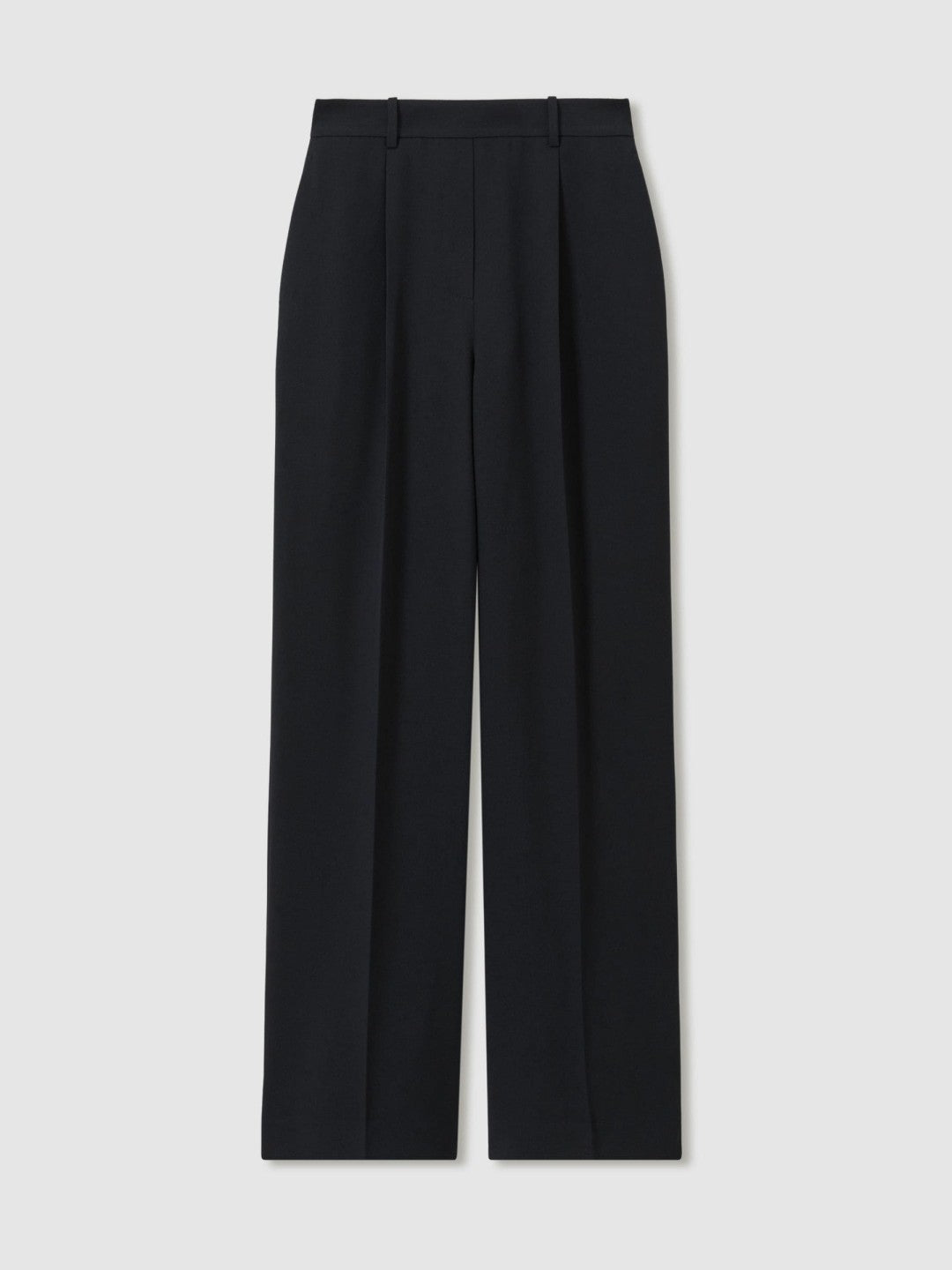 Petite Elasticated-Waist Wide-Leg Twill Trousers in Navy