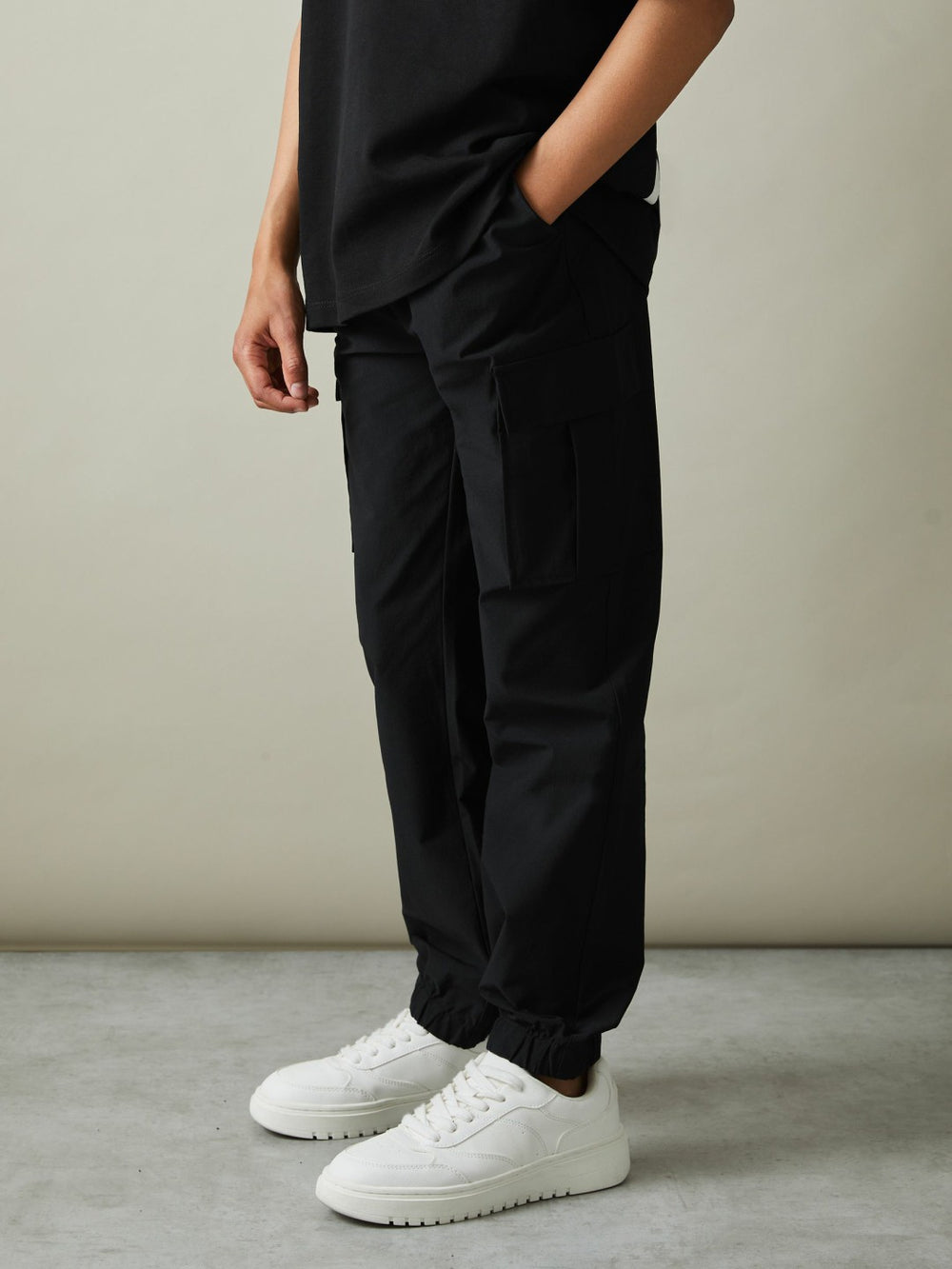 3-9 yrs Technical Drawstring Trousers in Black