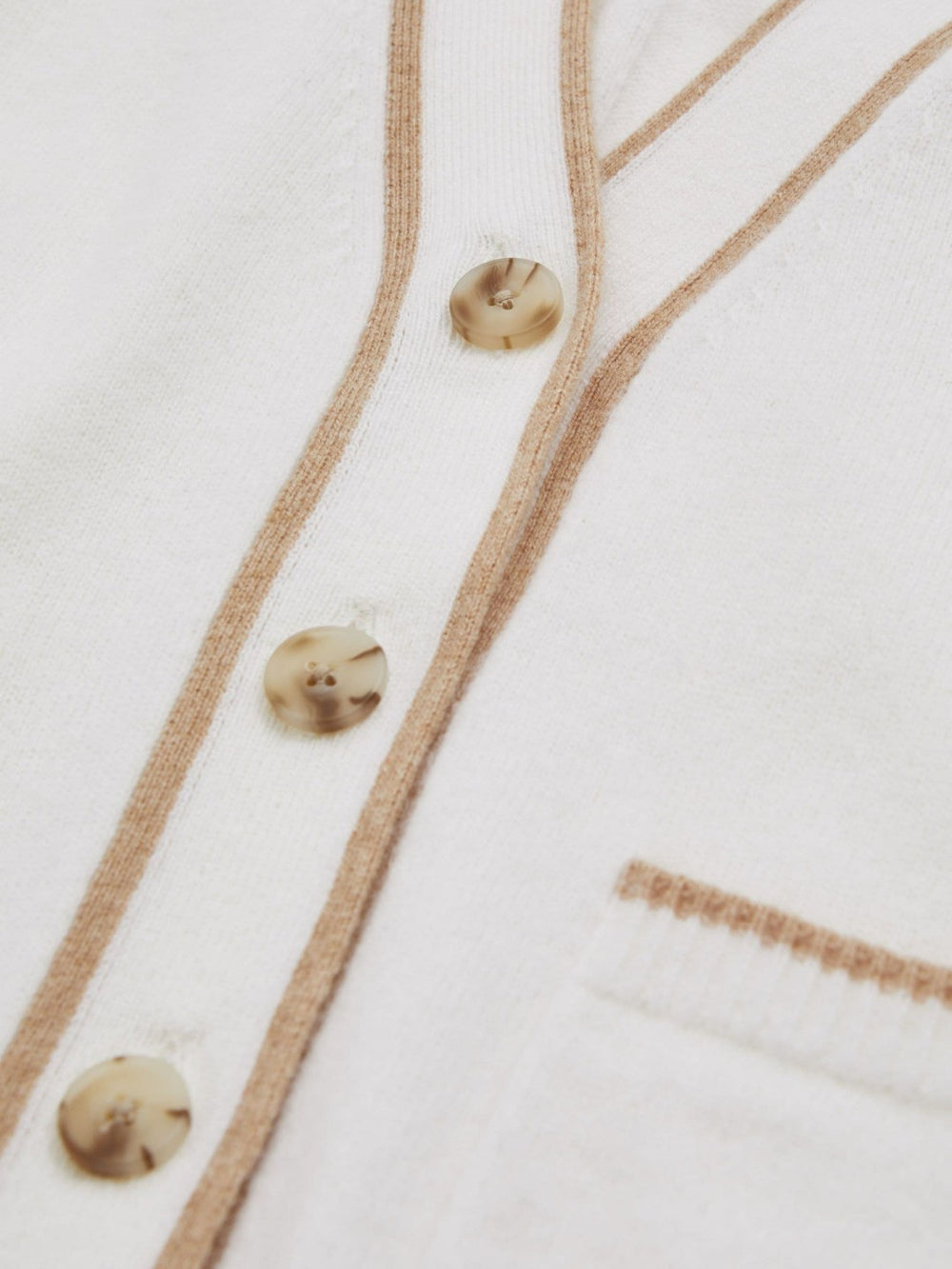 9-13 yrs Wool-Blend Tipped Cardigan in Cream