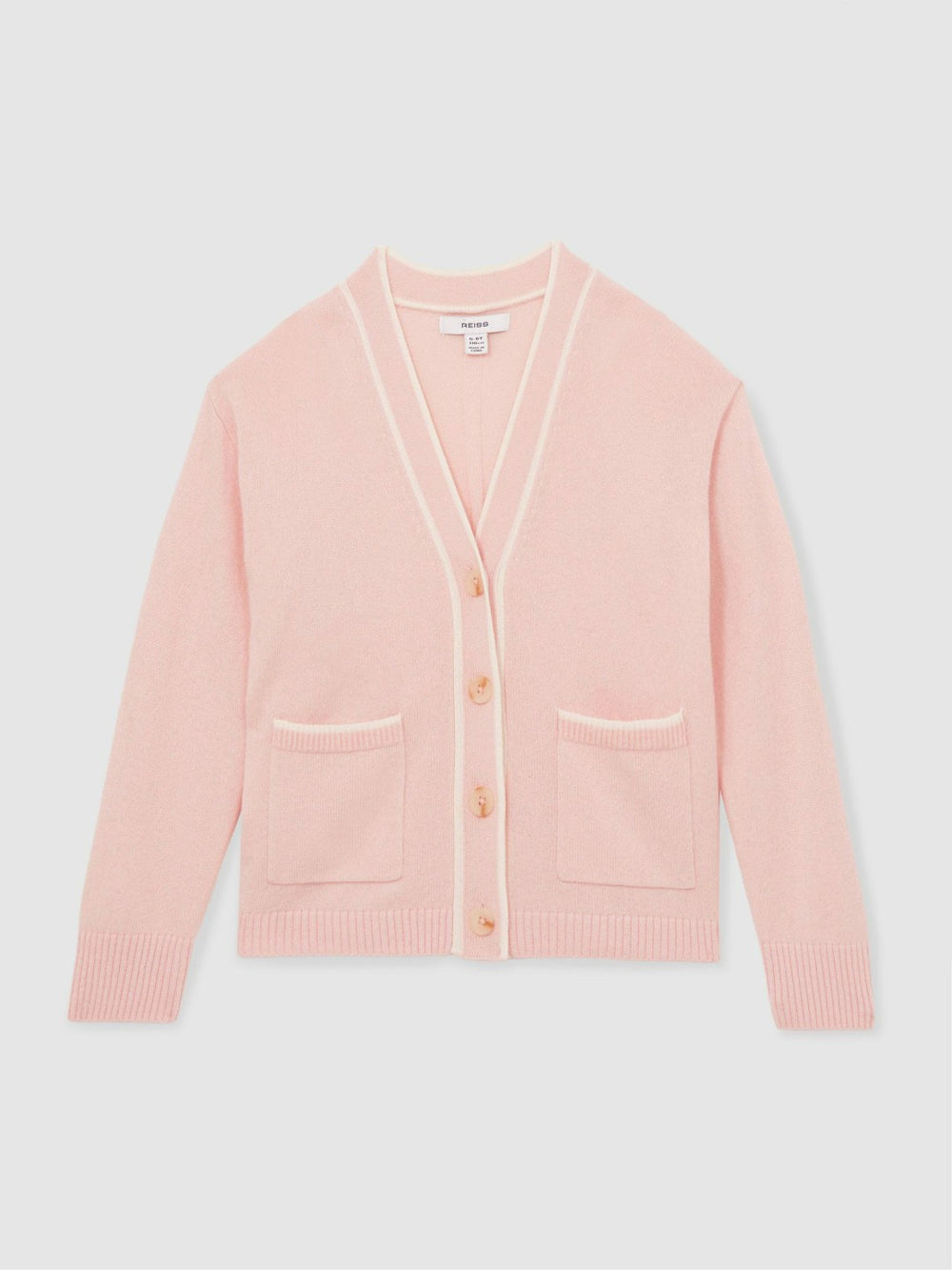 4-9 yrs Wool-Blend Stripe-Detail Cardigan With Cashmere in Pink