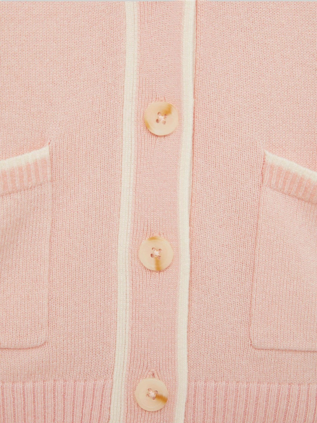 4-9 yrs Wool-Blend Stripe-Detail Cardigan With Cashmere in Pink