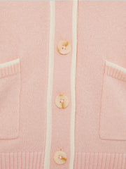 4-9 yrs Wool-Blend Stripe-Detail Cardigan With Cashmere in Pink