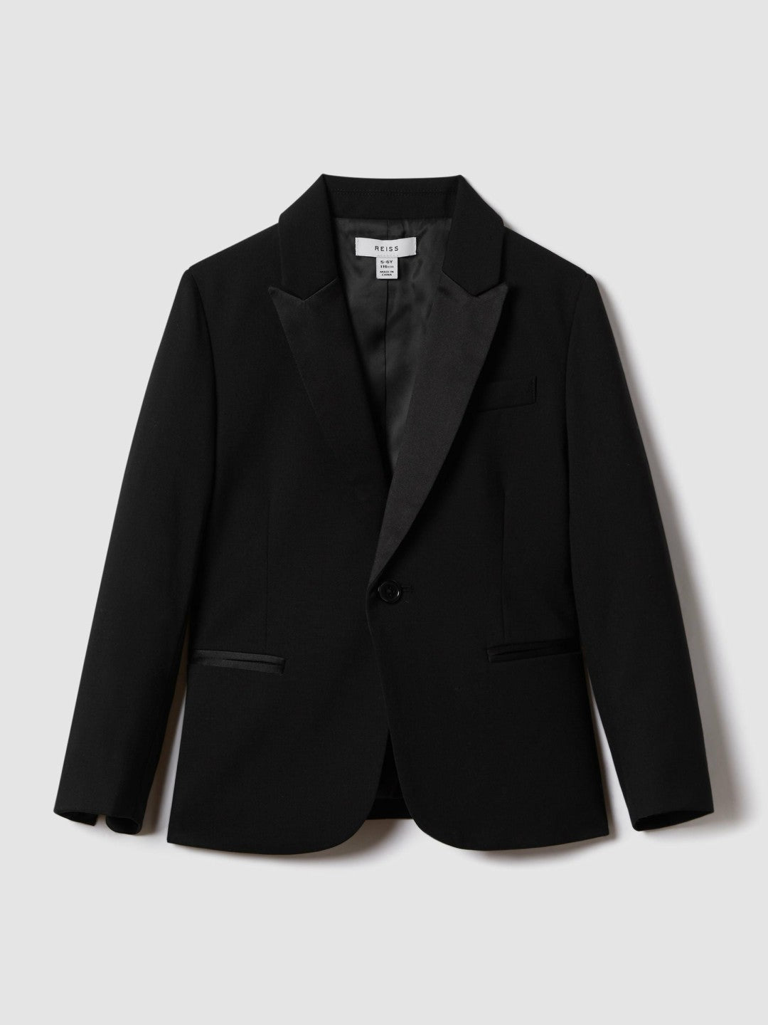 9-13 yrs Tuxedo Satin Single Breasted Blazer in Black