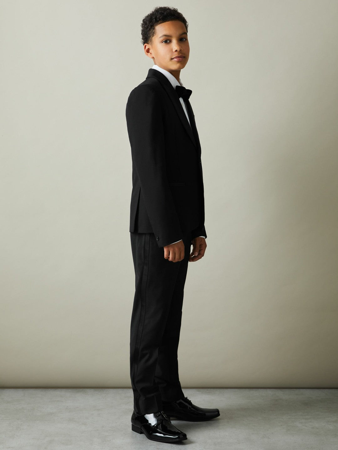 9-13 yrs Tuxedo Satin Single Breasted Blazer in Black