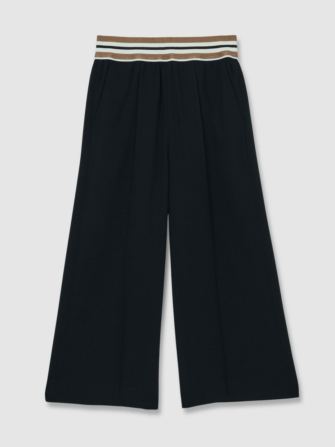 9-13 yrs Stripe-Waistband Wide-Leg Trousers in Navy