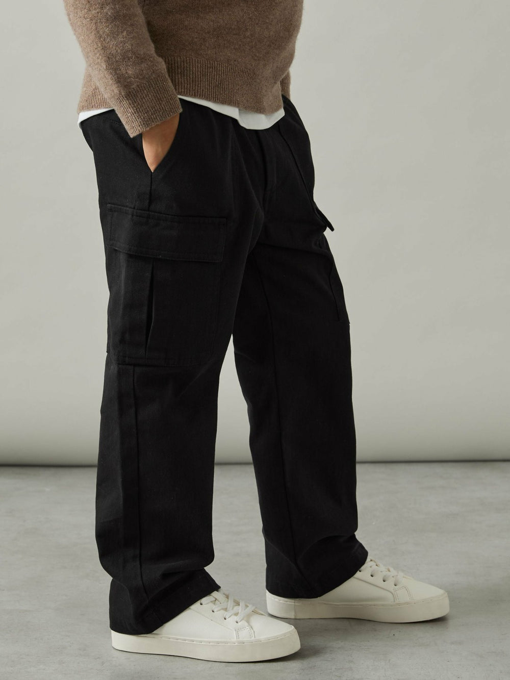 3-9 yrs 100% Cotton Straight Leg Cargo Trousers in Black