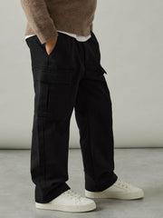 3-9 yrs 100% Cotton Straight Leg Cargo Trousers in Black