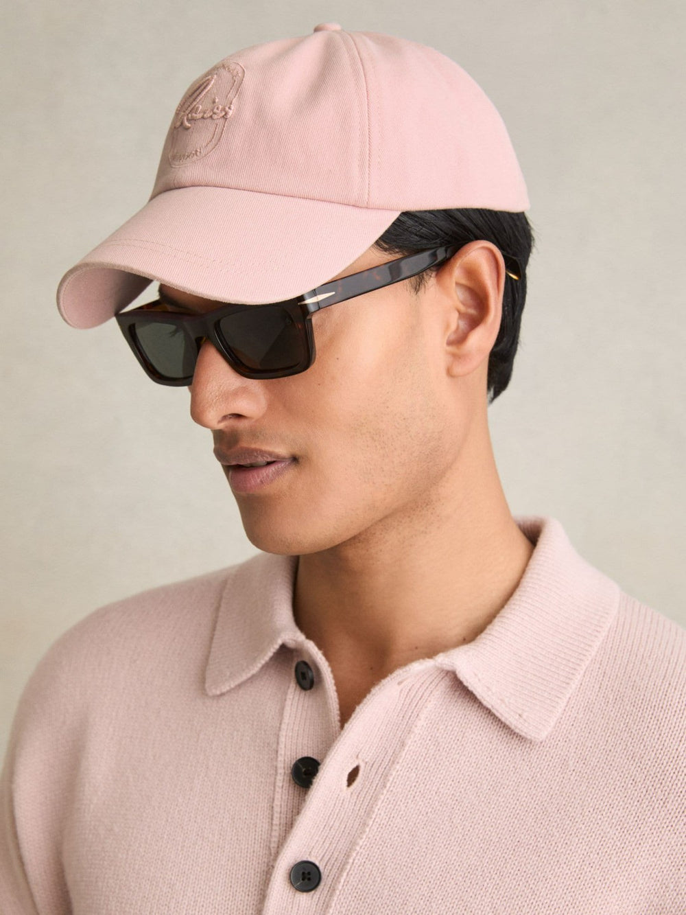 Cotton Logo-Embroidered Baseball Cap in Washed Pink