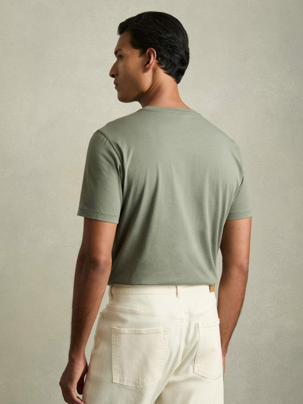 Cotton Crew Neck T-Shirt in Dark Sage