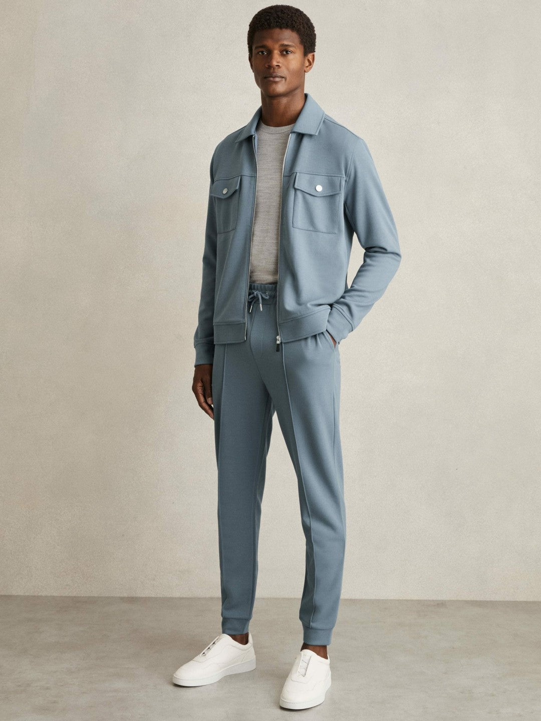 Drawstring Jersey Joggers in Airforce Blue