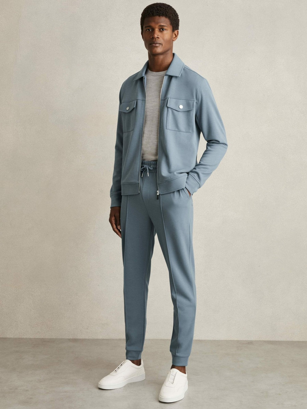 Drawstring Jersey Joggers in Airforce Blue