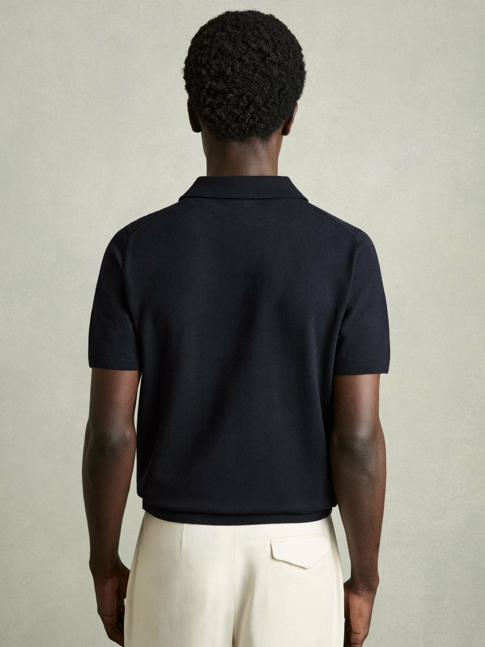 Contrast-Placket Polo Shirt With Cotton in Navy