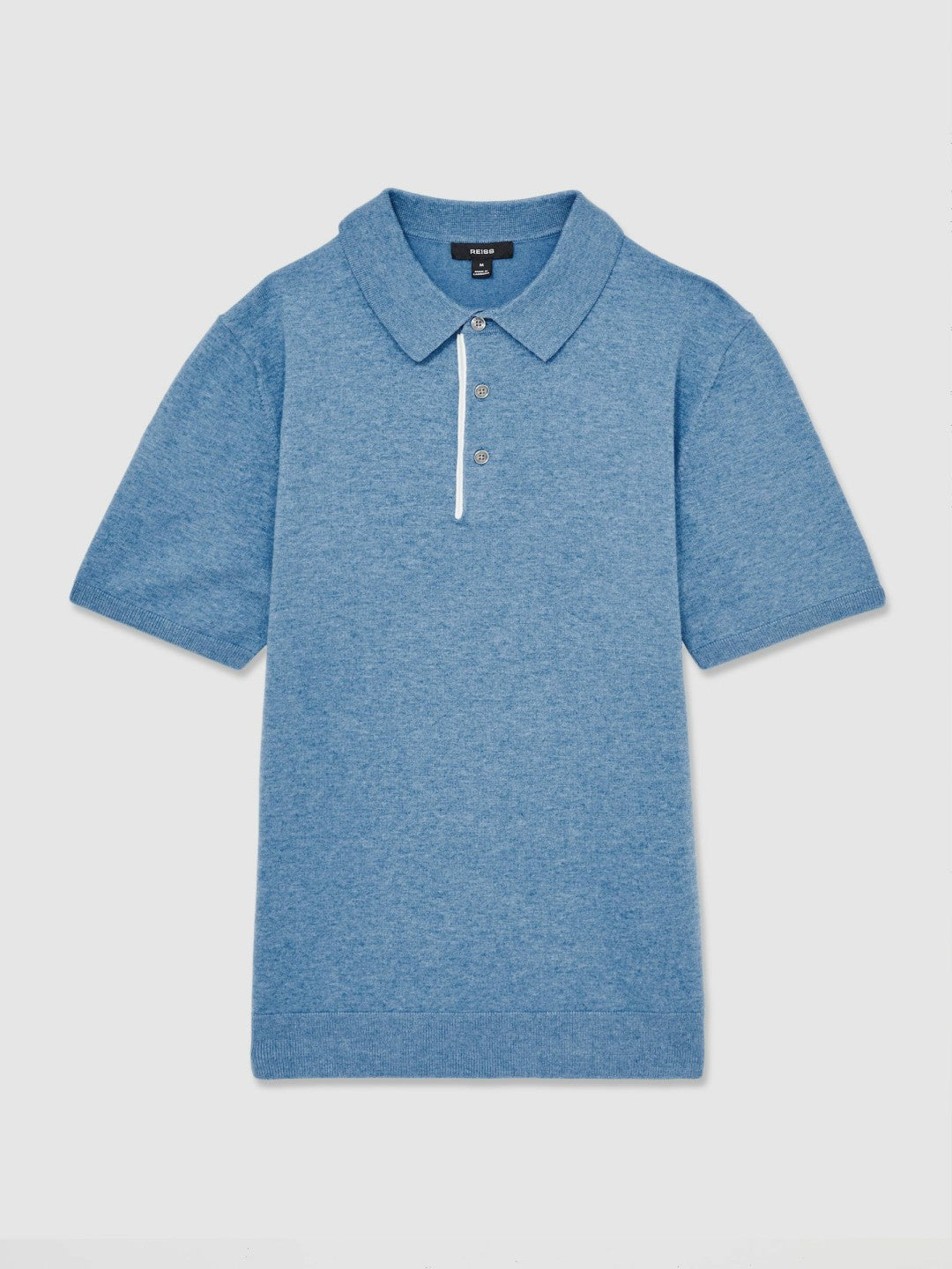 Contrast-Placket Polo Shirt With Cotton in Blue