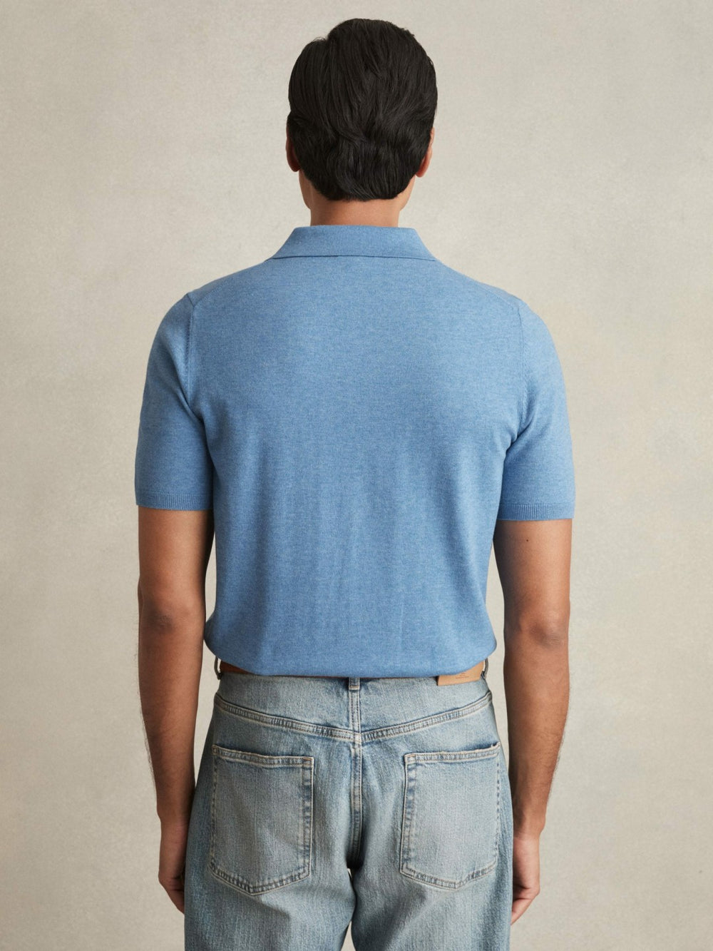 Contrast-Placket Polo Shirt With Cotton in Blue