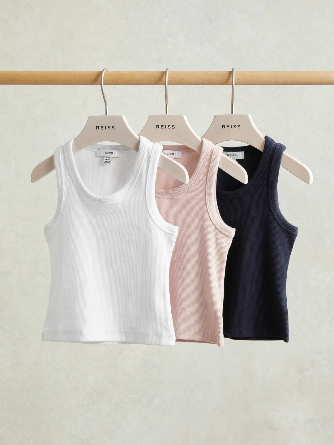 9-13 yrs Stretch-Cotton Ribbed Vest 3 Pack in Multicolour