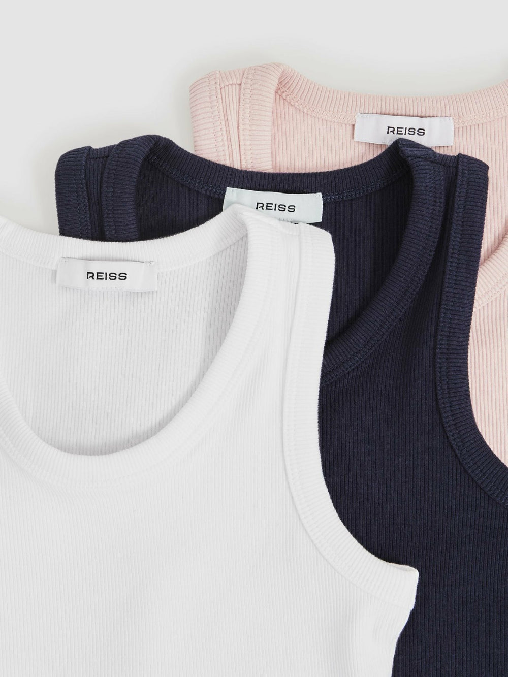 9-13 yrs Stretch-Cotton Ribbed Vest 3 Pack in Multicolour