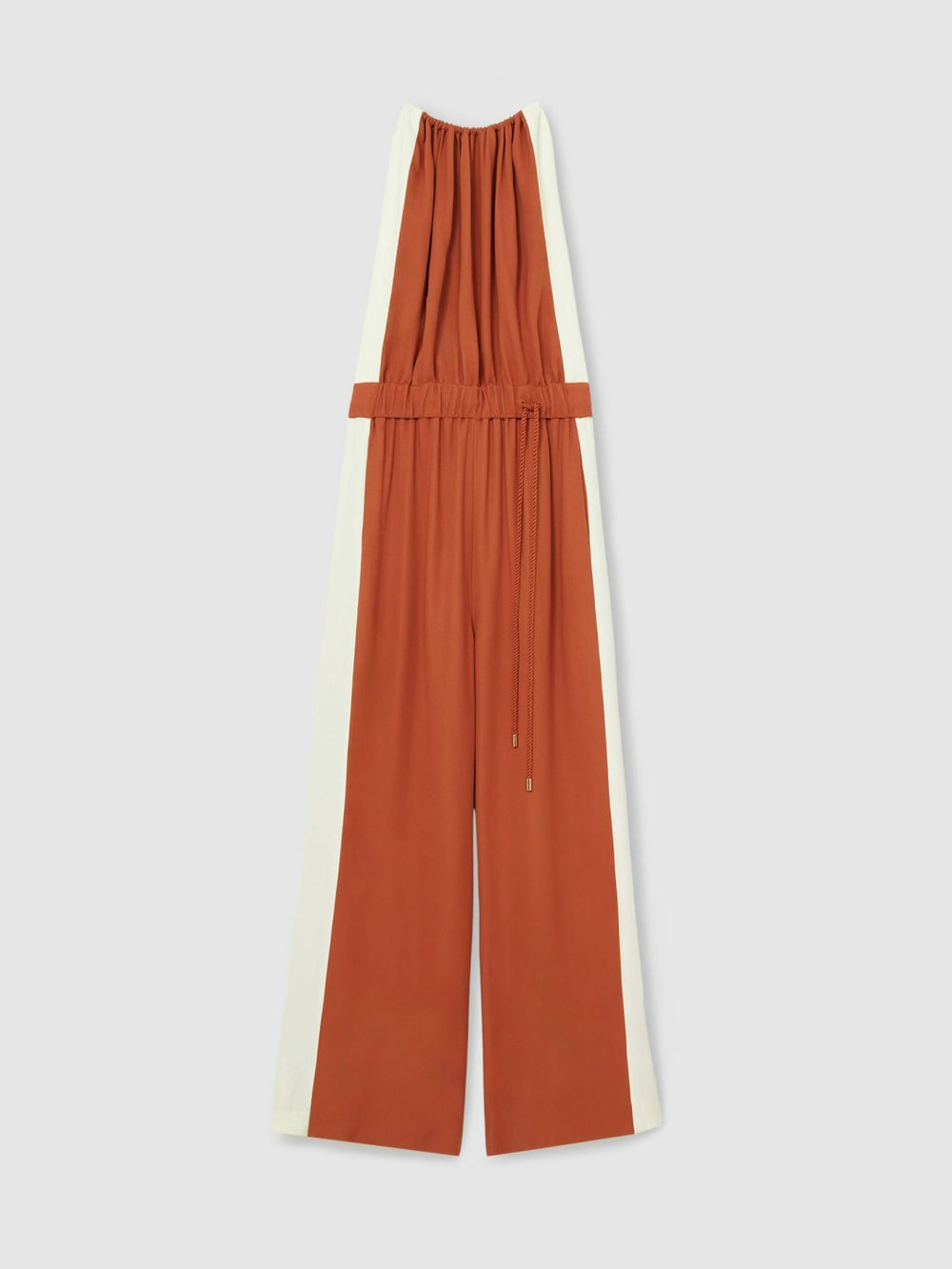 Colour-Block Rope-Cord Jumpsuit in Orange