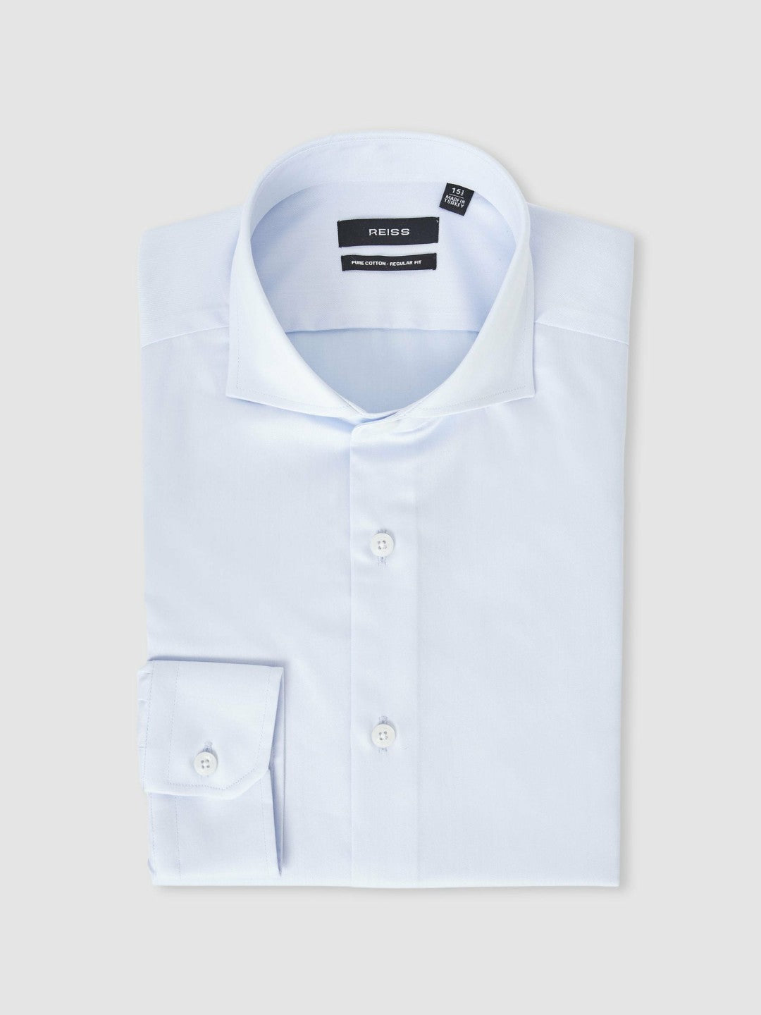 Regular Fit Cotton-Twill Two-Fold Shirt Slim-Fit in Soft Blue