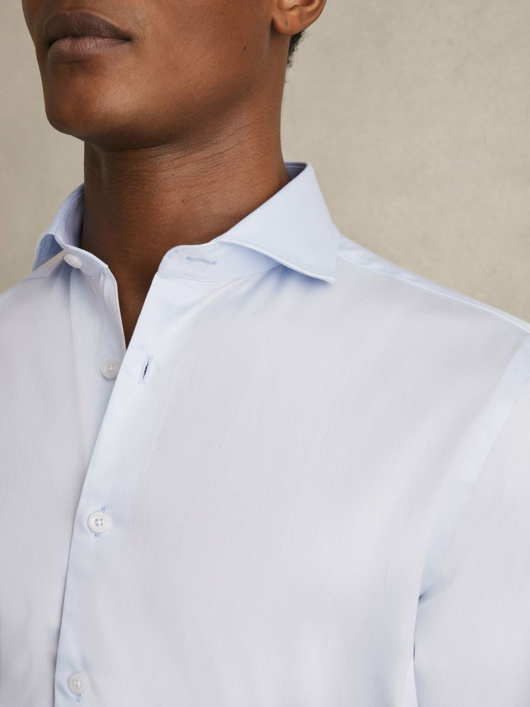 Regular Fit Cotton-Twill Two-Fold Shirt Slim-Fit in Soft Blue
