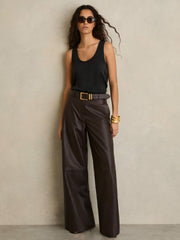 Silk-Front Cami Top in Black