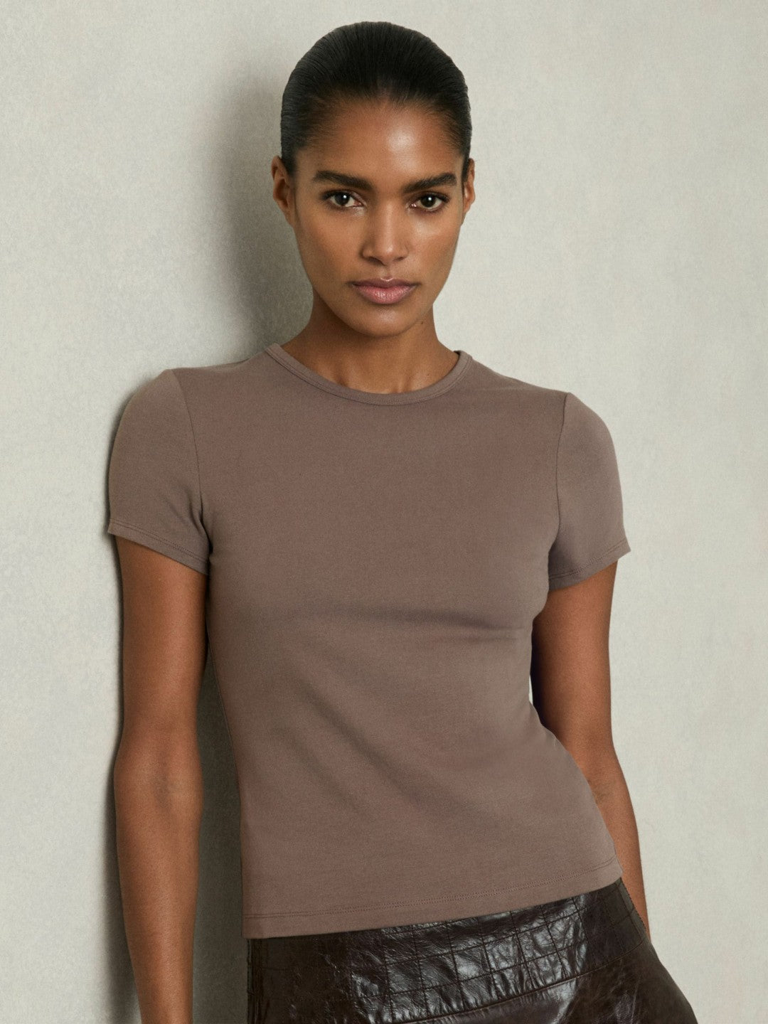 Stretch-Cotton Crew-Neck T-Shirt in Mink