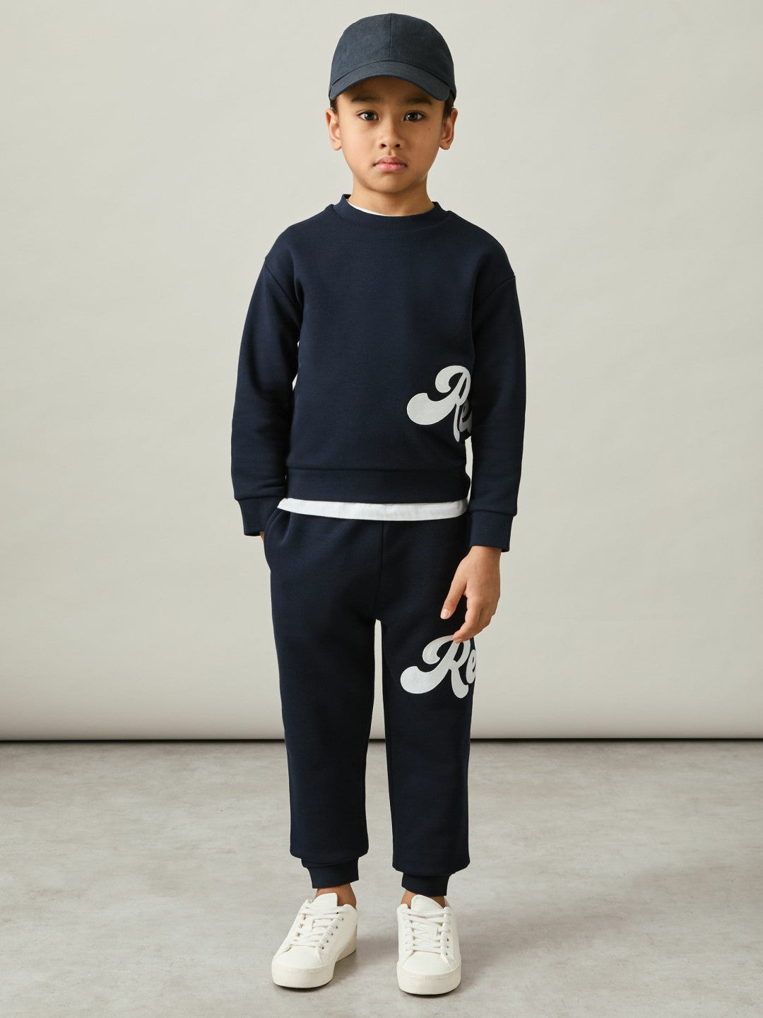 9-13 yrs Cotton-Blend Logo Script Joggers in Navy