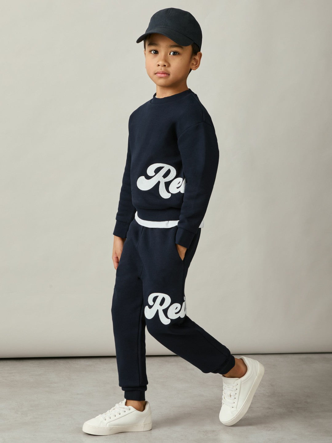 3-9 yrs Cotton-Blend Logo Script Sweatshirt in Navy