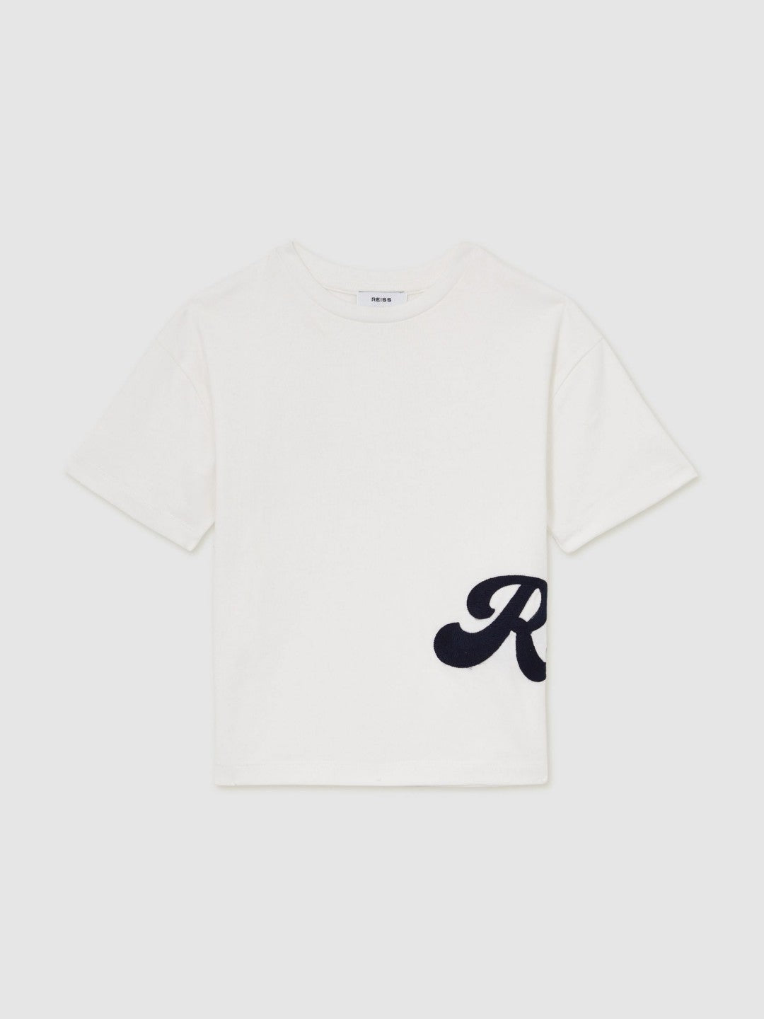 9-12 yrs Cotton Script-Logo Oversized T-Shirt in White