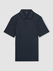 Cotton Short-Sleeve Polo Shirt in Navy