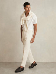 Cotton-Blend Tapered Trousers in Stone