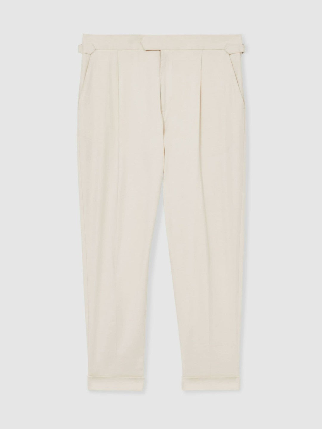 Cotton-Blend Tapered Trousers in Stone