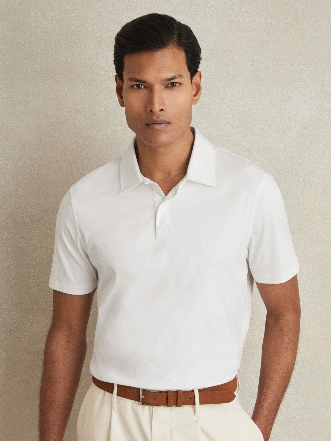 Cotton Short-Sleeve Polo Shirt in White