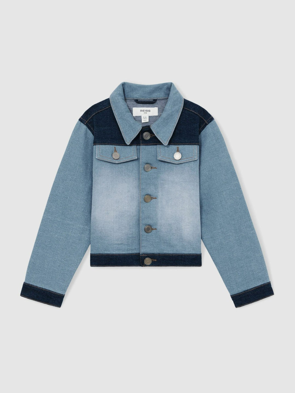 9-13 yrs Patchwork Two-Tone Denim Jacket in Blue