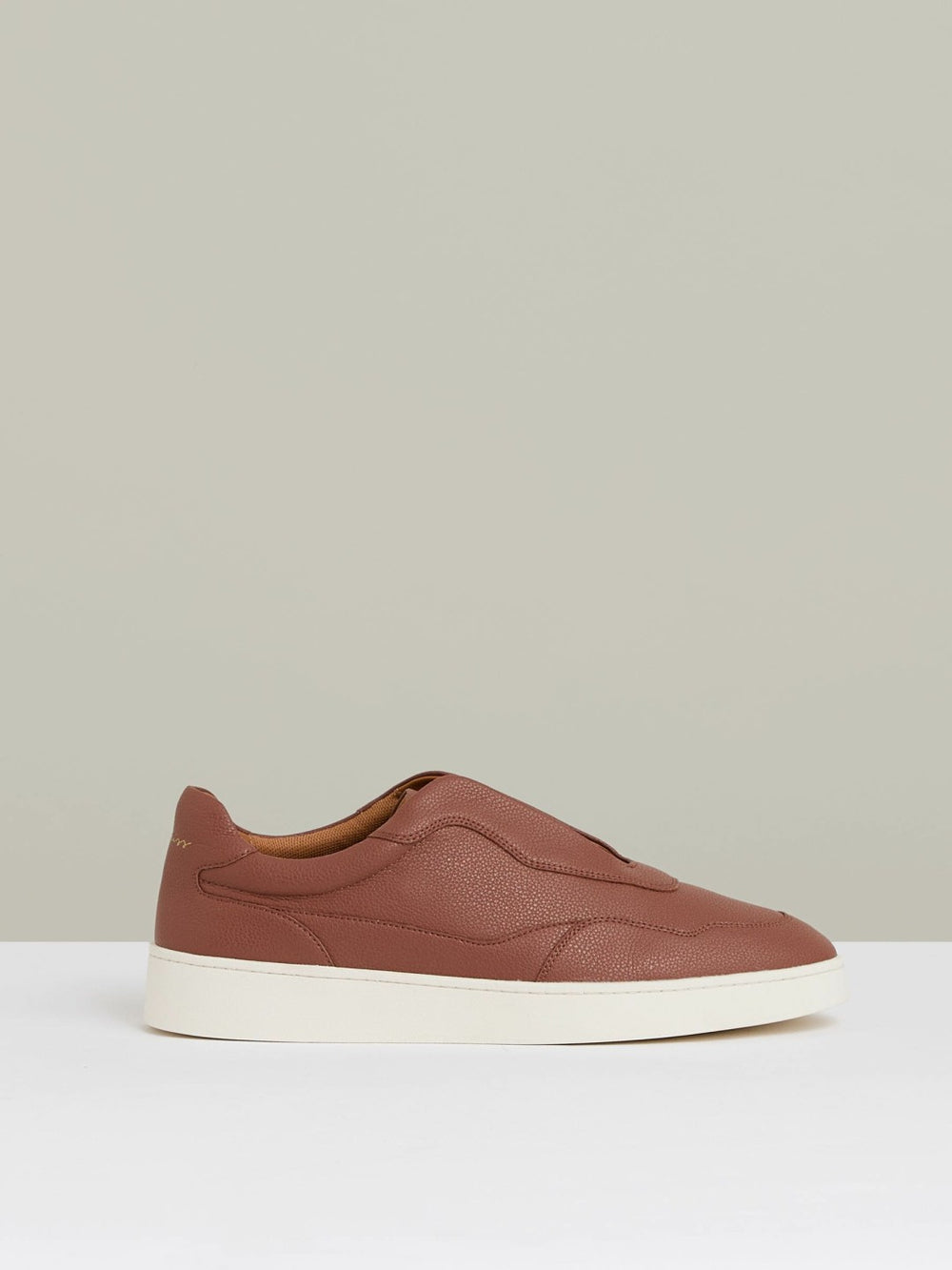 Leather Elasticated-Lace Trainers in Terracotta Brown