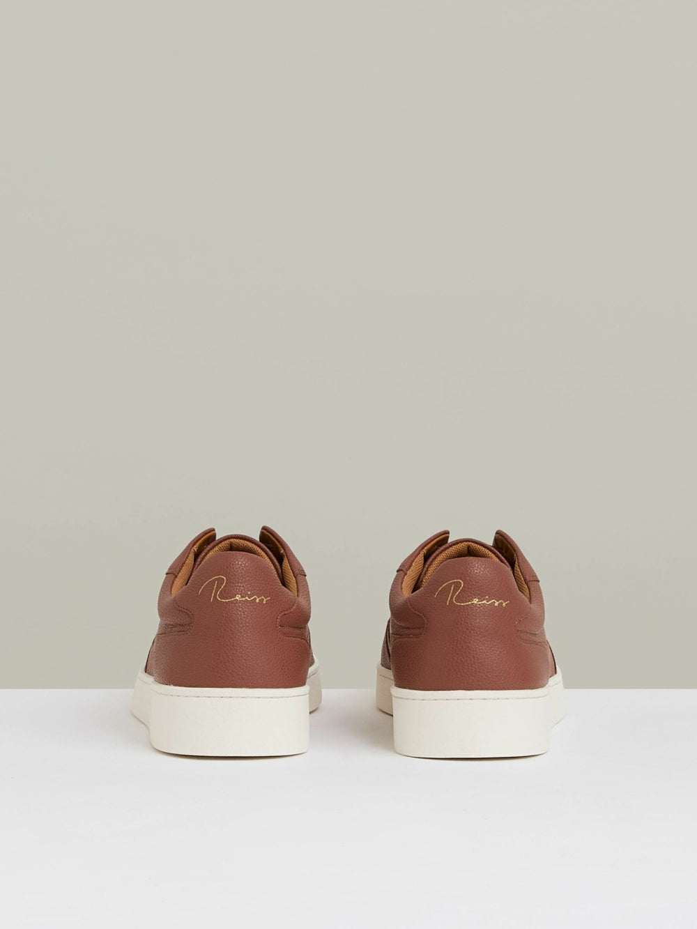 Leather Elasticated-Lace Trainers in Terracotta Brown