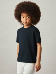 9-13 yrs Cotton Crew-Neck T-Shirt in Navy