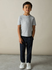 3-9 yrs Cotton Crew-Neck T-Shirts 3 Pack in White/Navy/Soft Grey