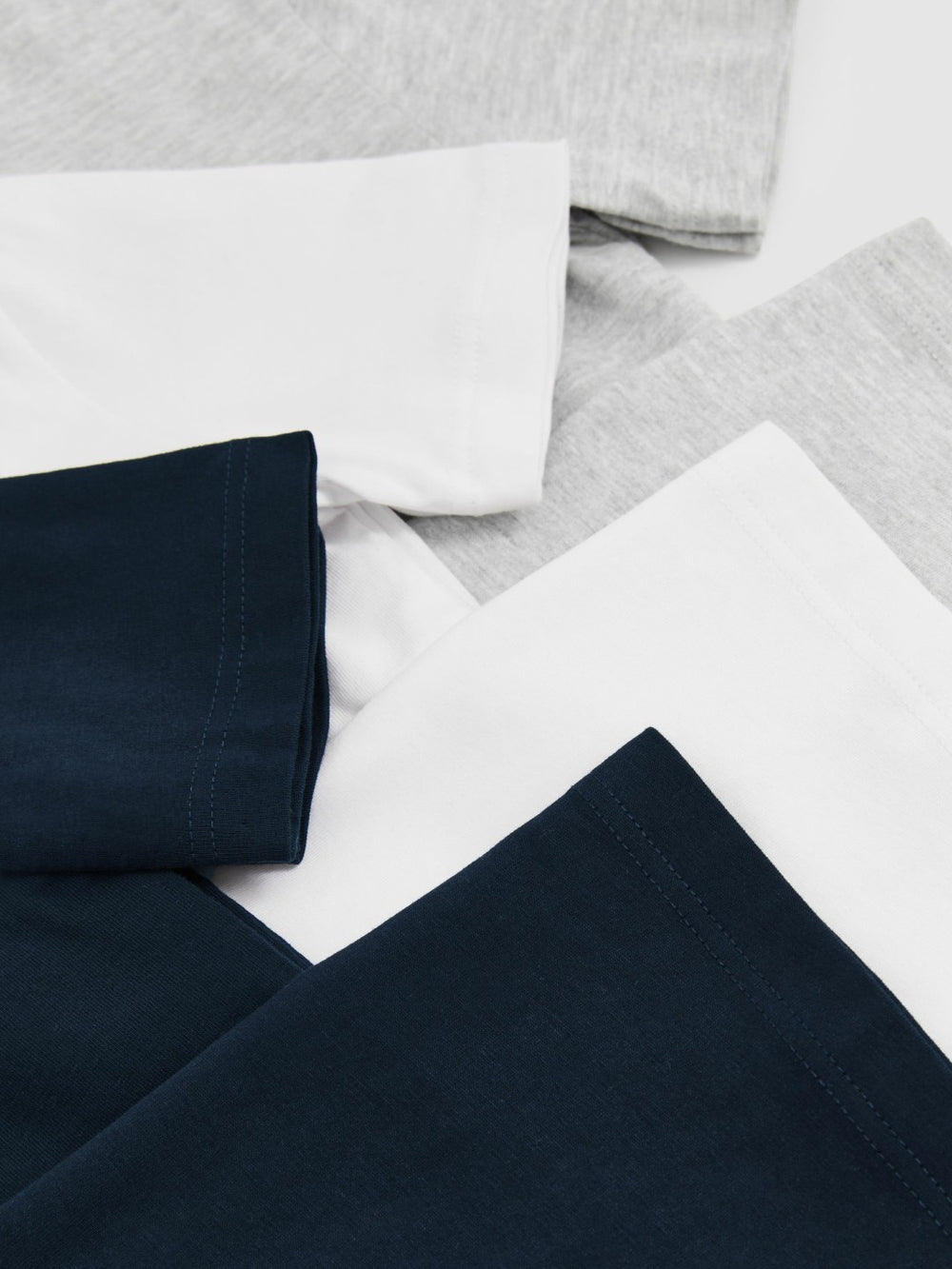 3-9 yrs Cotton Crew-Neck T-Shirts 3 Pack in White/Navy/Soft Grey