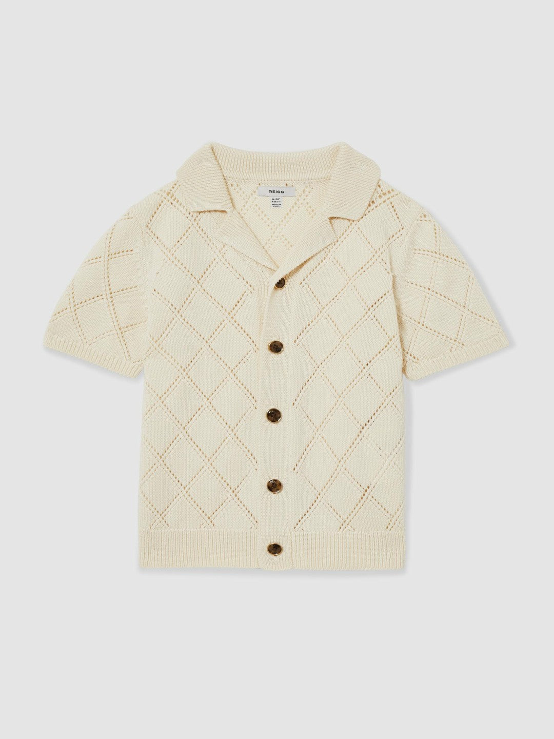 3-9 yrs Cotton Blend Diamond Knit Shirt in Off White