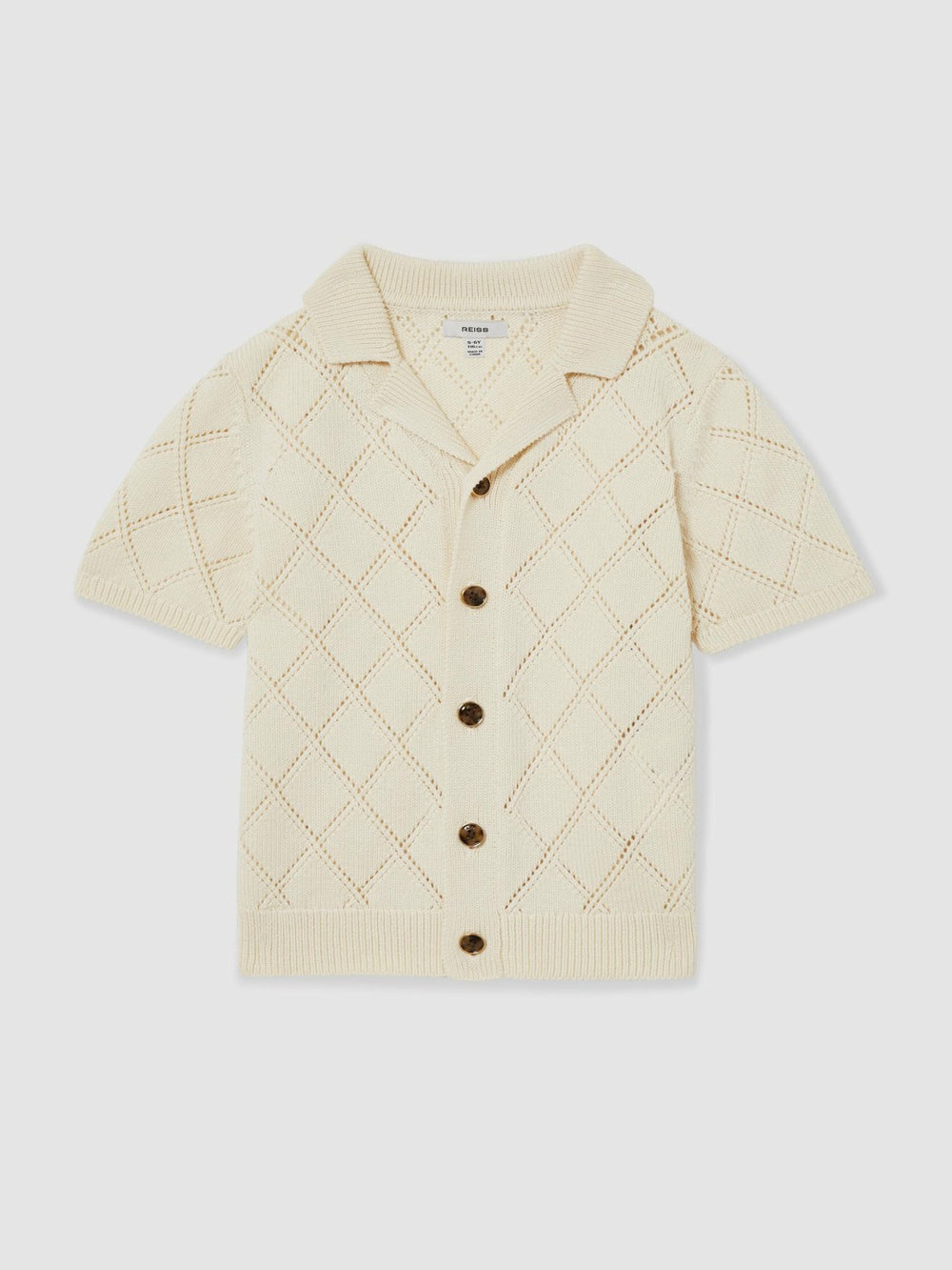 3-9 yrs Cotton Blend Diamond Knit Shirt in Off White