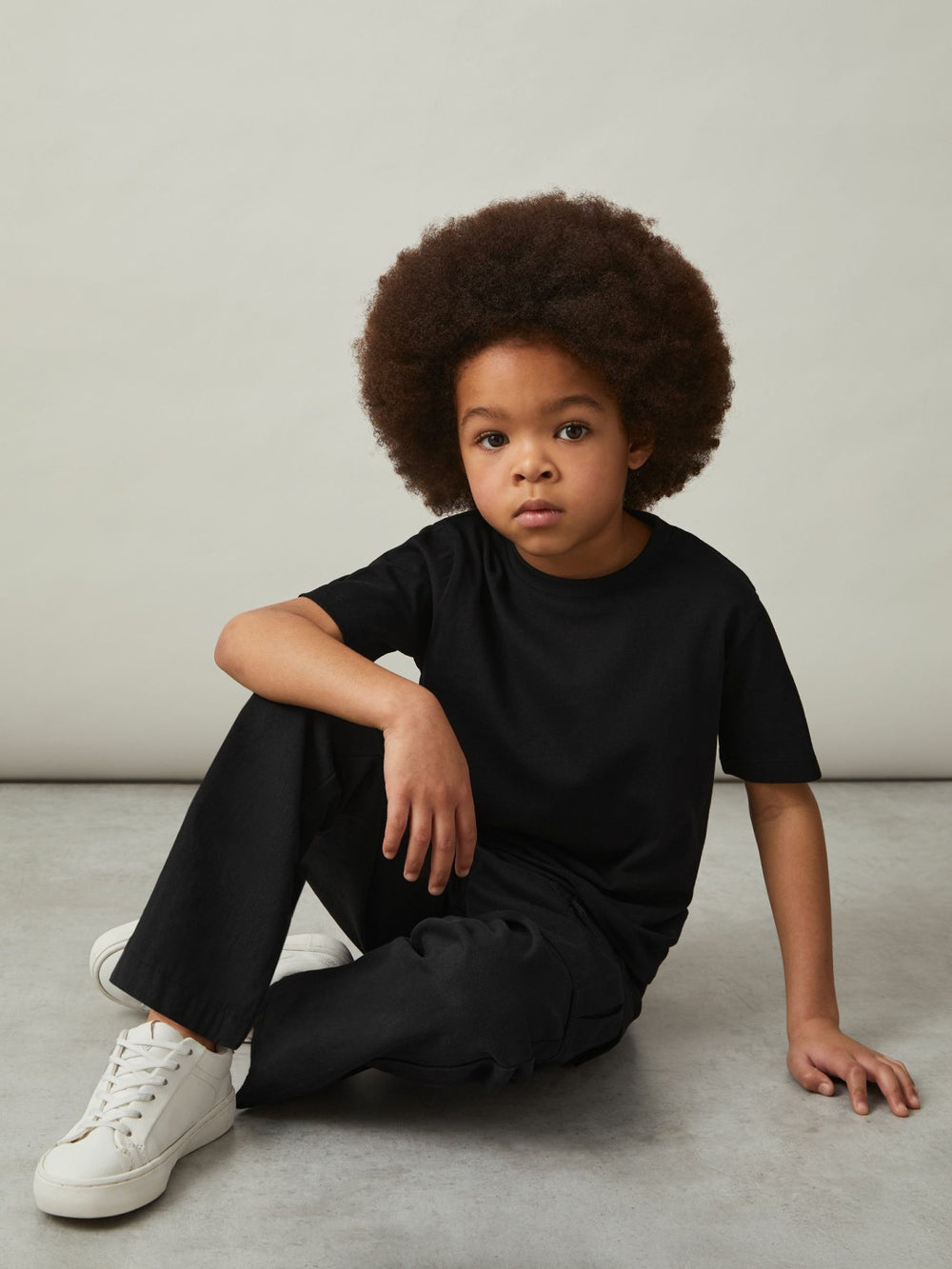 9-13 yrs Cotton Crew-Neck T-Shirt in Black