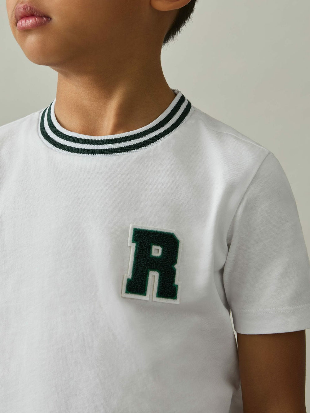 9-13 yrs Cotton Letter Patch T-Shirt in White