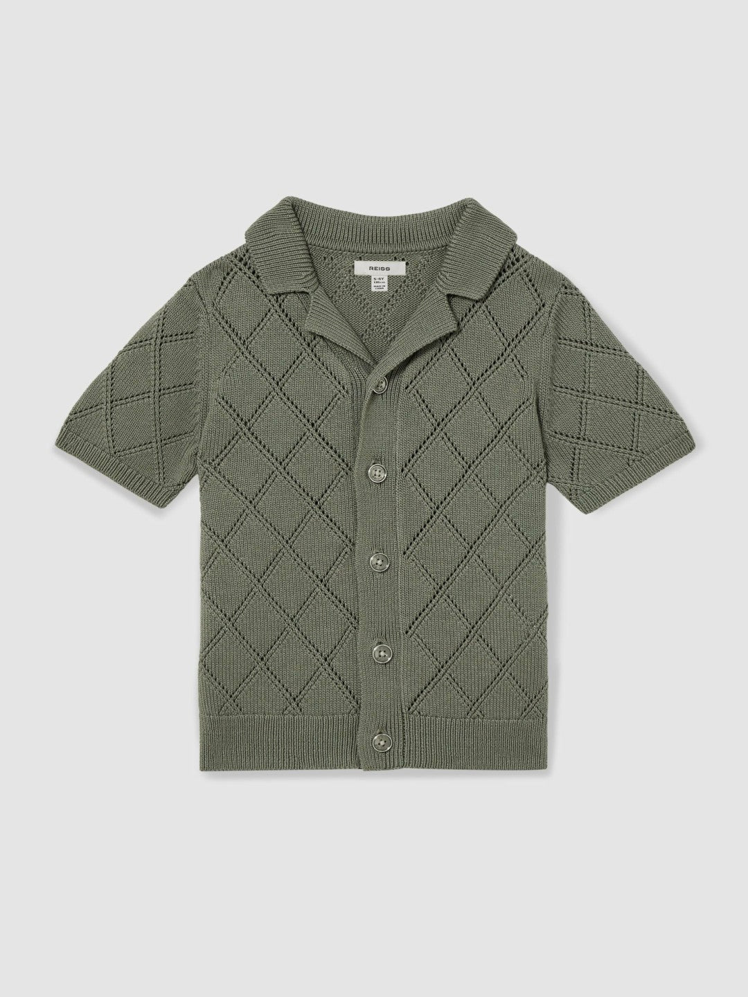 3-9 yrs Cotton Blend Diamond Knit Shirt in Dark Sage
