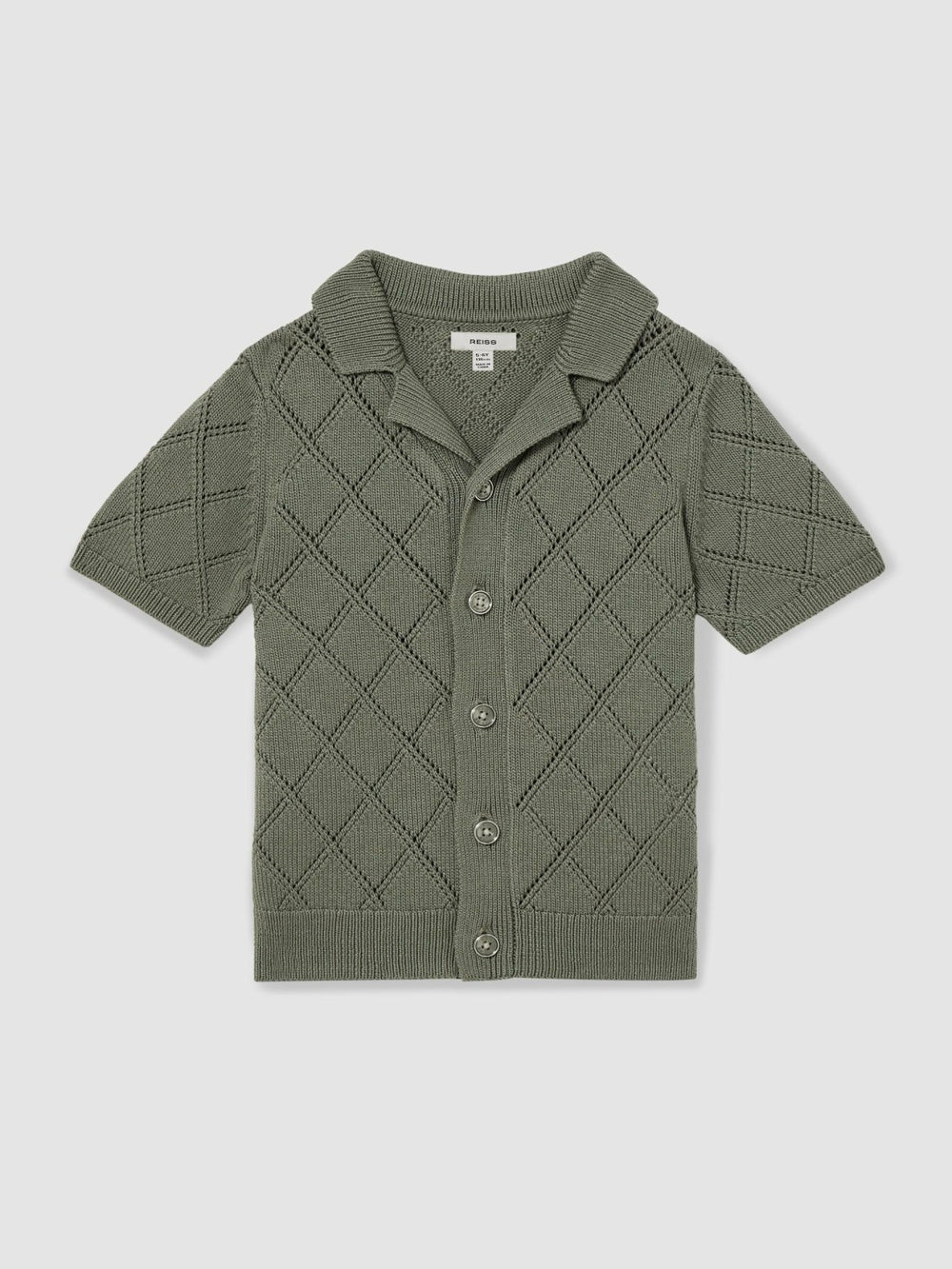 3-9 yrs Cotton Blend Diamond Knit Shirt in Dark Sage