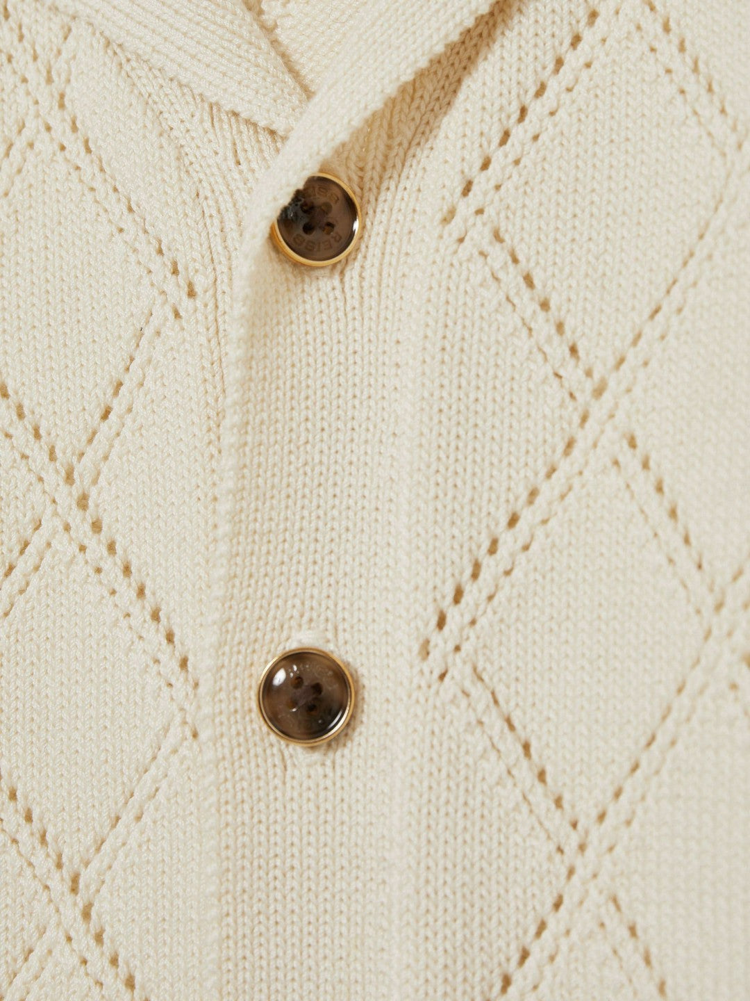 9-13 yrs Cotton Blend Diamond Knit Shirt in Off White