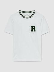3-9 yrs Cotton Letter Patch T-Shirt in White