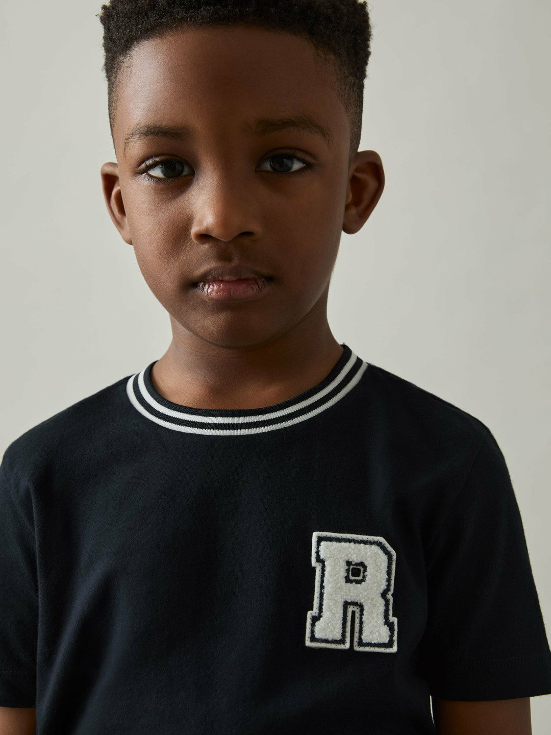 9-13 yrs Cotton Letter Patch T-Shirt in Navy