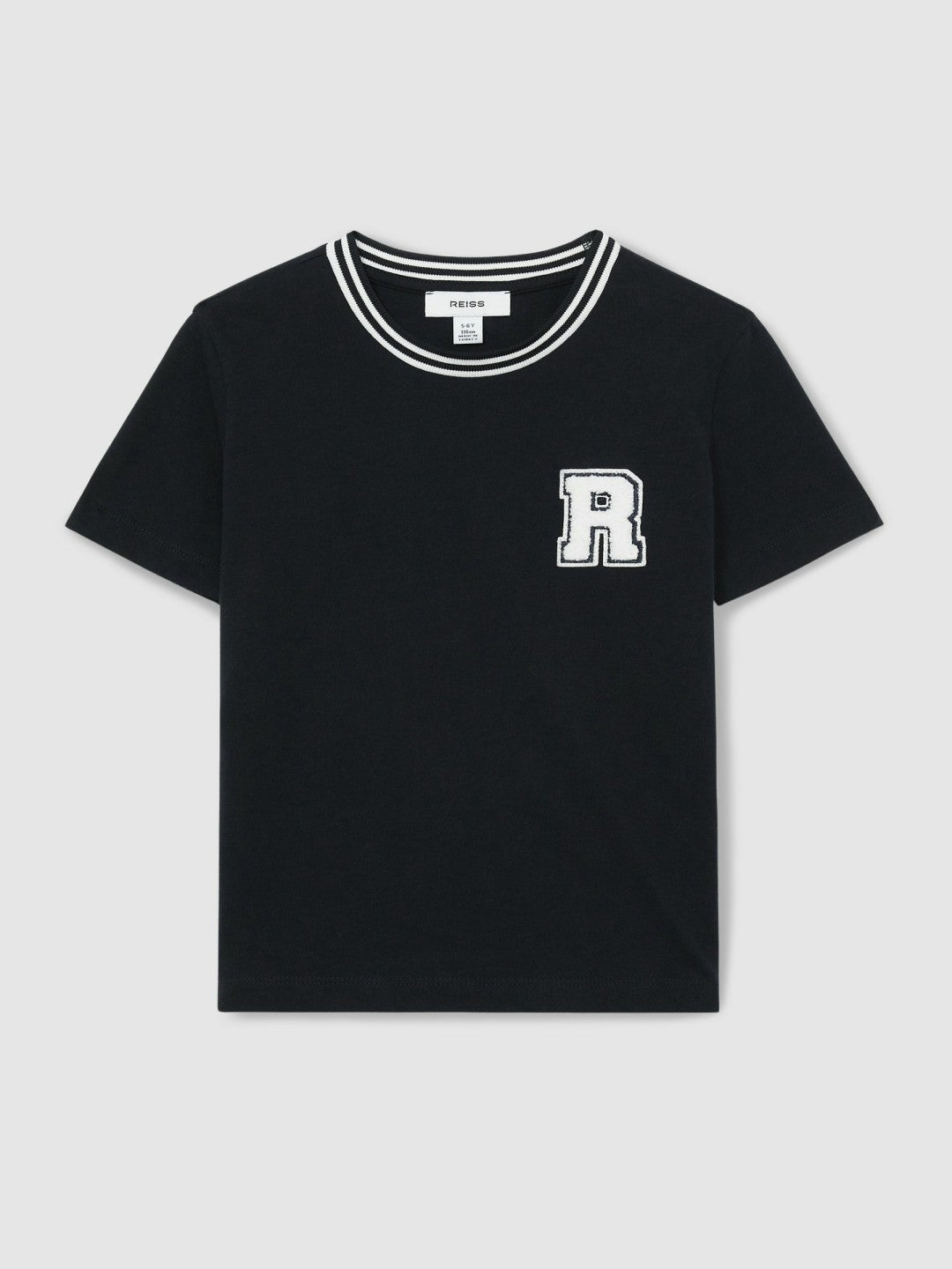 9-13 yrs Cotton Letter Patch T-Shirt in Navy